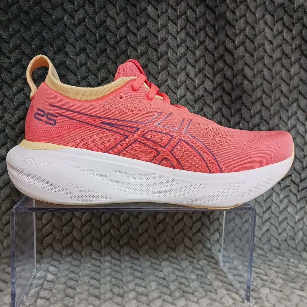 Asics Gel Nimbus 25 Wide Papaya Dusty Purple Women's Walking Running Shoes Sz 7